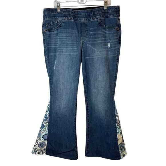 Democracy "Ab"Solution Boho Wide Leg High-Rise Jeans Size 16 - Picture 2 of 12